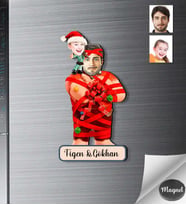Kişiye Özel Yılbaşı Baba Çocuk Ahşap Magnet -2