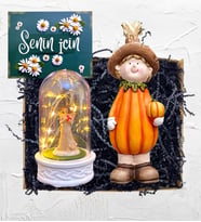 Sevimli Bal Kabağı Biblosu ve Led Işıklı Biblolu Fanus Hediye Seti (Model 5)