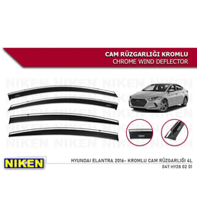 Hyundai Elantra Kromlu Cam Rüzgarlığı Niken 2016+ (Beyaz)