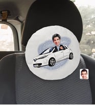 BK Gift Kişiye Özel Plakalı Erkek Renault Zoe Karikatürlü Yuvarlak Araç Koltuk Yastığı-1