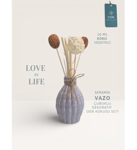 Love in Life  İthal Seramik Vazo Çubuklu Dekoratif Oda Kokusu Seti  Oda Kokusu Hediyeli