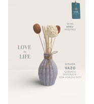 Love in Life  İthal Seramik Vazo Çubuklu Dekoratif Oda Kokusu Seti  Oda Kokusu Hediyeli (Mor)