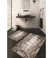 Dijital Baskılı Kaymaz Taban Yıkanabilir 2'li Klozet Takımı Banyo Paspası NDKZ-HT-640 (Kahverengi)