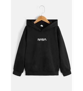 Çocuk Nasa Baskılı Sweatshirt (Siyah)