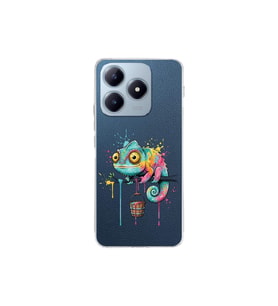 Realme C63 ile Uyumlu Splash Bukalemun Tasarımlı Şeffaf Silikon Kılıf