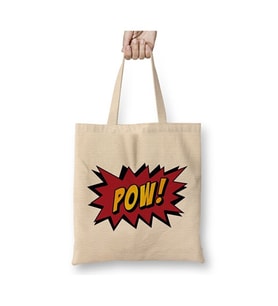 Pow ! ! ! Bez Çanta Uzun Saplı Alışveriş Çantası Plaj Çantası (Beyaz)