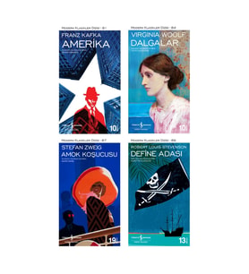 Amerika + Dalgalar + Amok Koşucusu + Define Adası- 4 Kitap Set - Iş Bankası Özel Set Amerika Kitabı