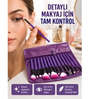 Fondöten, Allık ve Far Uygulamalarına Uygun 12 Parça Makyaj Fırça Takımı Ergonomik Saplı