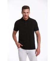 Hatemoğlu Siyah Regular Fit Düz %100 Pamuk Polo Yaka Tişört (A.Siyah)
