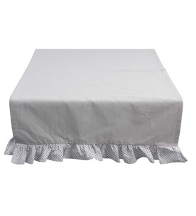%100 Pamuk Faralya Life Ekose Fırfırlı Runner 45x140cm Masa Runner Dekoratif Masa Örtüsü (Açık Gri)