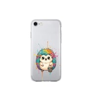 iPhone 8 ile Uyumlu Splash Kirpi Tasarımlı Şeffaf Silikon Kılıf