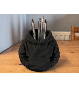3D Baskı Kapüşonlu Sweatshirt Kalemlik - Masaüstü Organizer-Siyah
