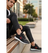Enoch Erkek Kırmızı Amblem Detaylı Esnek Tabanlı Günlük Spor Ayakkabı Sneaker