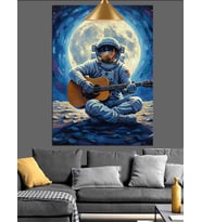 Gitarist astronot Dekoratif Kanvas - Mdf Ahşap Tablo