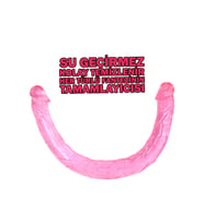 - U Şeklinde 45cm Gerçekçi SOFT Silikon Çift Başlı Dildo - Pembe 3.5cm (STD)