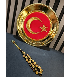 ALTIN VARAKLI TESBİH MASKOT EFE BİLEK BOY 14MM