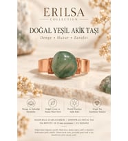 Sertifikalı Doğal Yeşil Akik Taşı Yüzük Bakır Kasa Ayarlanabilir El İşçiliği