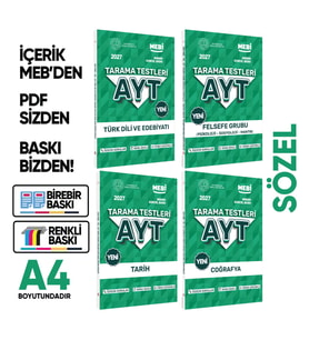 2027 YKS-AYT MEBİ-OGM 4lü Özgün Tarama Sözel (SÖZ) Test Kitabı SETİ A4 Boyut BASKI ÜCRETİ
