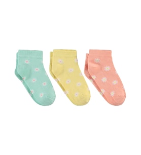 Civil Girls Flower 3'lü 2-12 Yaş Kız Çocuk Patik Çorap - Standart