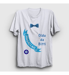 Presmono Unisex Beyaz Oldu Da Bitti Maşallah Sünnet T-Shirt 555321tt