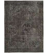 Gri Halı Antrasit Tonlarında Soyut Desenli El Dokuma Modern Salon Halısı Eskitme Vintage
