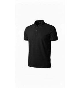 Erkek Polo Yaka Düğmeli Pike Kumaş Tişört Regular Fit Kısa Kol T-Shirt - Siyah