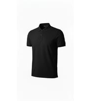 Erkek Polo Yaka Düğmeli Pike Kumaş Tişört Regular Fit Kısa Kol T-Shirt - Siyah