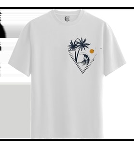 Tropic Wave - %100 Pamuklu Kadın Beyaz Tişört - Premium Quality