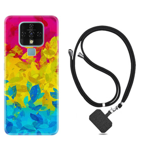 Tecno Camon 16 18P Pova Kılıf Boyun Askılı Silikon Yapraklar 1634