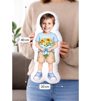 eJOYA Anneler Gününe Özel Ellerimde Çiçekler Peluş Oyuncak Yastık 116356 (Mavi)