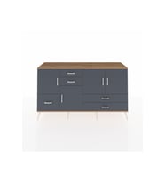 Kronos Konsol 4 Raflı 5 Çekmeceli 4 Kapaklı 176x59x99 Çam-Antrasit
