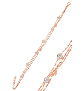 Söğütlü Silver Gümüş rose zirkon taşlı kelebek figürlü bileklik