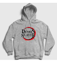 Presmono Unisex Gri Logo İblis Avcısı Anime Demon Slayer Kimetsu No Yaiba Kapüşonlu Sweatshirt 308600tt (Gri)