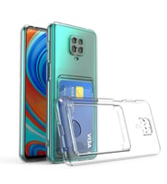 Coverzone Xiaomi Redmi Note 9S ile Uyumlu Kartl?kl? ?effaf Kamera Koruma Y�kseltisi Z-Serta Silikon Anti-?ok �zellikli K�?eleri Airbag ?effaf Telefon K?l?f?