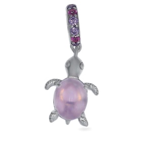 Kadın Pembe Renk Kaplumbağa Model Sallantılı Gümüş Charm