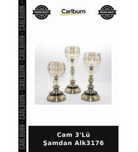 Özel Üretim Dekoratif MumLUK Salon Ev Şık Aksesuar Modern Tasarım Cam 3'Lü Şamdan Alk3176