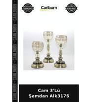 Özel Üretim Dekoratif MumLUK Salon Ev Şık Aksesuar Modern Tasarım Cam 3'Lü Şamdan Alk3176