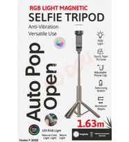 RGB Işıklı Uzayabilir Selfie Tripod Çubuğu ve Bluetooth Kumandalı Işıkla 1.63m