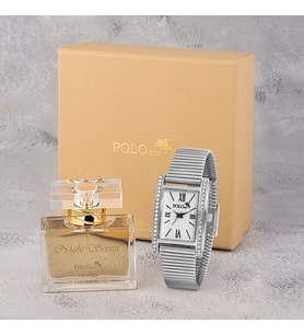 Polo Air Vintage Kadın Kol Saati Ve 55 ml Parfüm Seti Hediyelik Kutsunda Kombin ST-2130S (Gümüş)