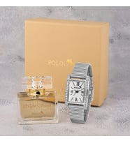 Polo Air Vintage Kadın Kol Saati Ve 55 ml Parfüm Seti Hediyelik Kutsunda Kombin ST-2130S (Gümüş)