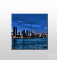 Nehir Ve Metropol Manzara Kanvas Tablo 150x150cm