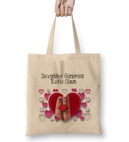 Sevgililer Günü Sevgiliye Hediye 084 Bez Çanta Uzun Saplı