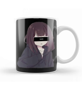 Sad Anime Girl Kupa Bardak Porselen
