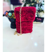 Sevgililer Günü Hediye Paketi Handmade Özel Tasarım Peluş Telefon Çantası (Bordo)