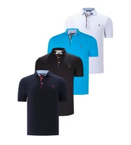 DÖRTLÜ SET T8582 DEWBERRY ERKEK T-SHIRT-SİYAH-BEYAZ-LACİVERT-KOYU TURKUAZ (Karışık)