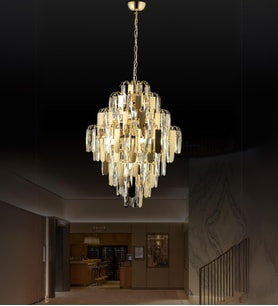 Daisy 50'Lik Taşlı Avize Salon Modern Oturma Odası Avize Yüksek Tavan (Gold)