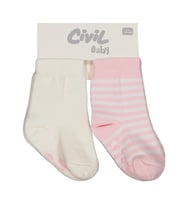 Civil Baby Hello World Kaydırmaz 2'li 6-18 Ay Bebek Kız Çorap Set - Standart 12 Ay