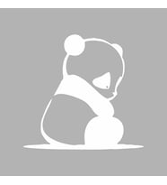 Üzgün Panda Araba Sticker siyah 15x14 CM (Beyaz)
