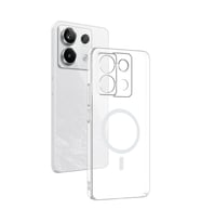 Redmi Note 13 Pro 4G Kılıf İnce Ve Sert Yapılı Şeffaf Magsafe Silikon Kapak RYC/London (Renksiz)
