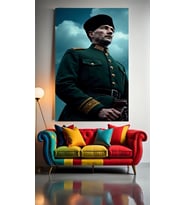 ATATÜRK ASALETLİ POZU I Ev Duvar Salon Güzellik Salonu Ofis Dükkan Dekarasyon Kanvas Tablo (Çok Renkli)